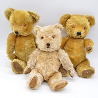 Lot 1015 - Three Mid-century teddy bears including Dean's; Gwentoys etc