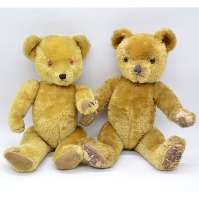 Lot 1019 - Two mid-century teddy bears, Gwentoys and one other.