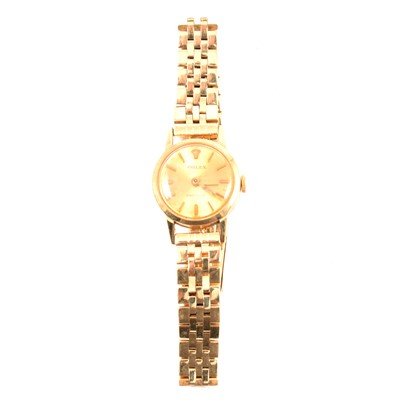 Lot 373 - Rolex - a lady's Precision yellow metal wristwatch.