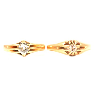 Lot 121 - Two old cut diamond solitaires.