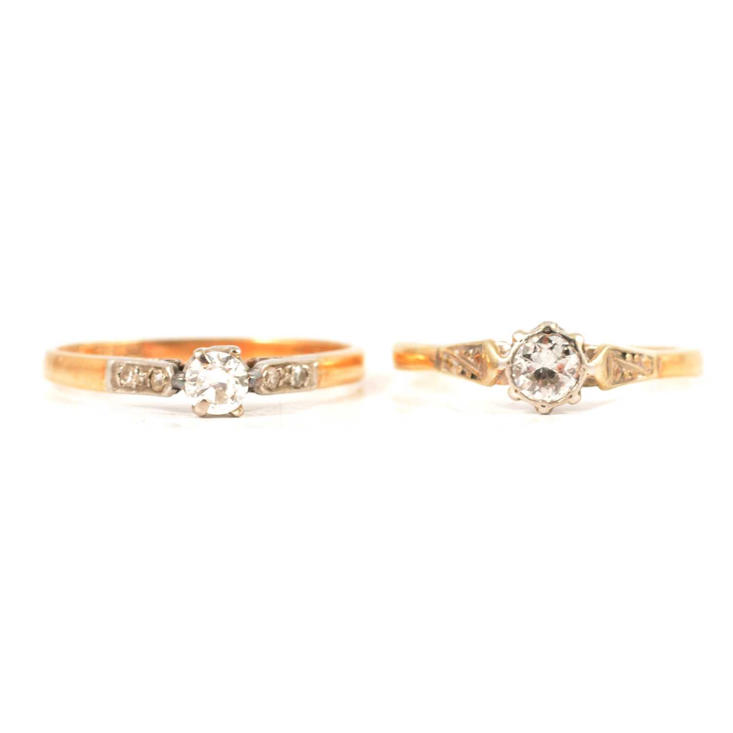 Lot 15 - Two diamond solitaire rings.