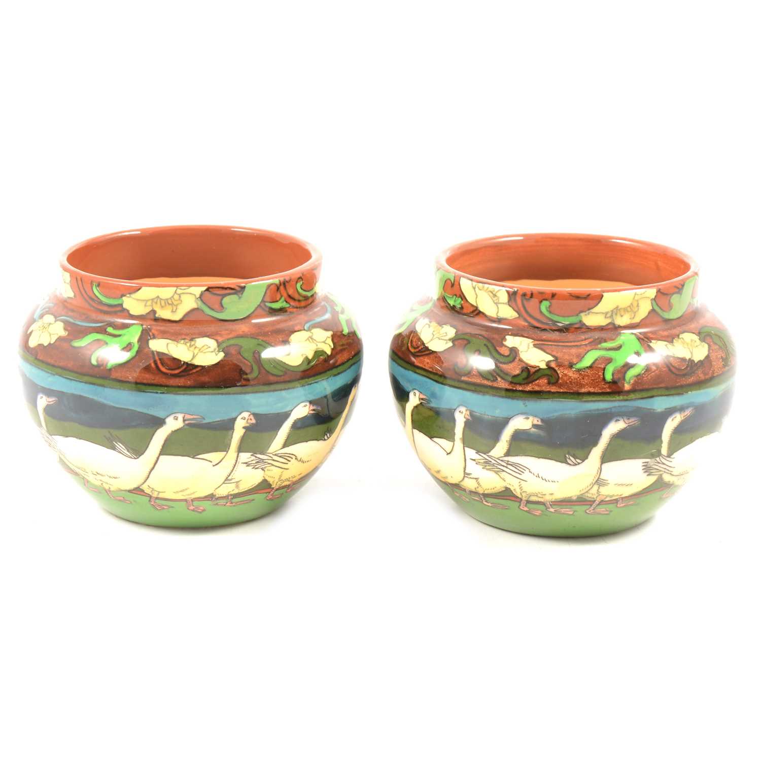Lot 100 - Frederick Rhead for Foley, a pair of Intarsio Ware small jardinieres