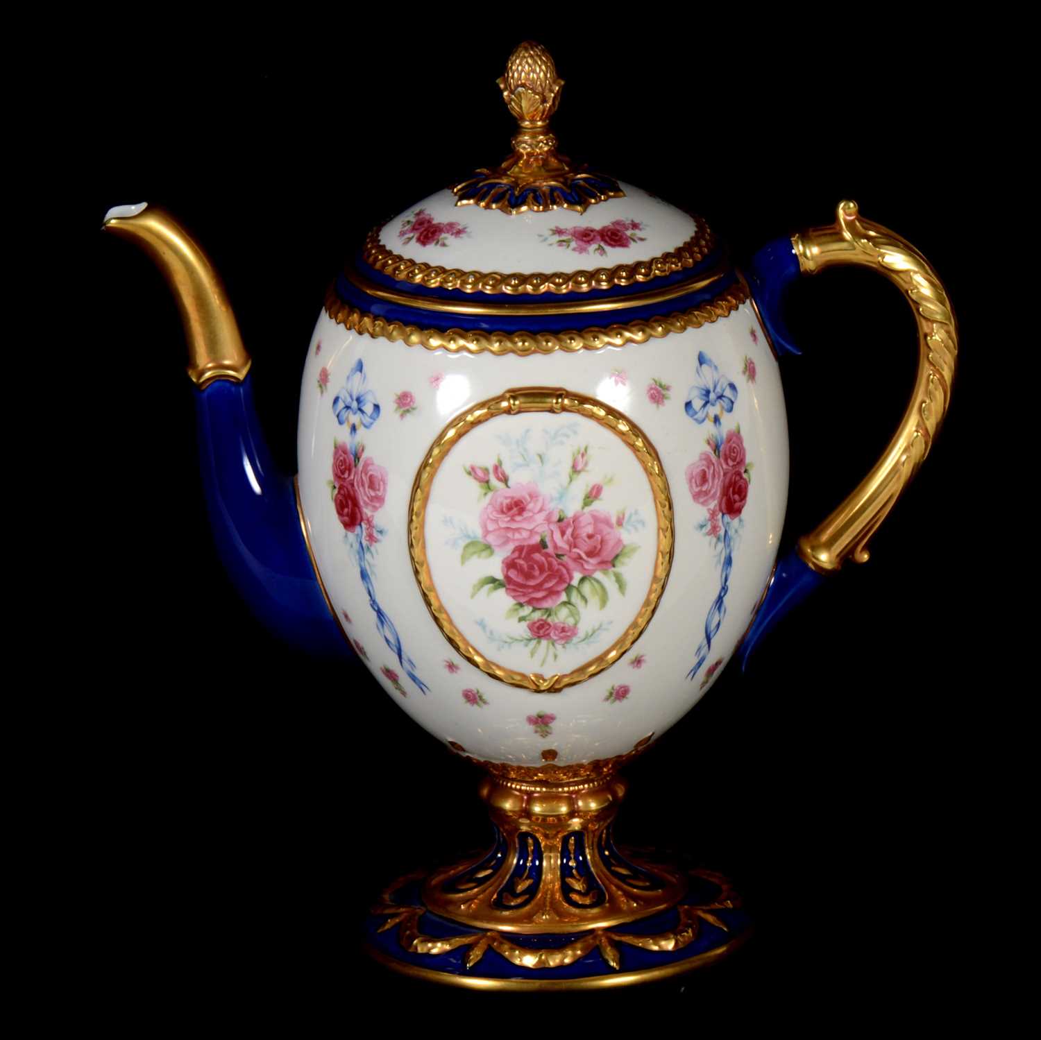 Lot 69 - House of Faberge 'The Faberge Imperial Teapot' Faberge Egg shape 23cm.