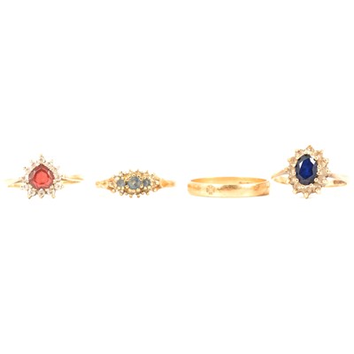 Lot 256 - Four 9 carat gold rings.