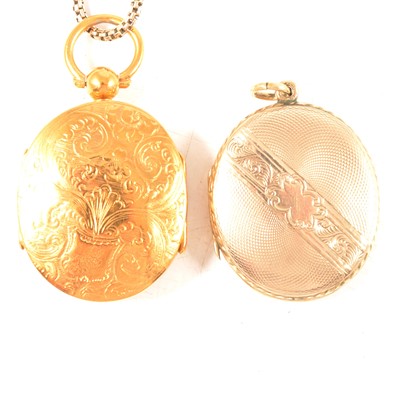 Lot 242 - A three fold locket and chain and another oval locket.