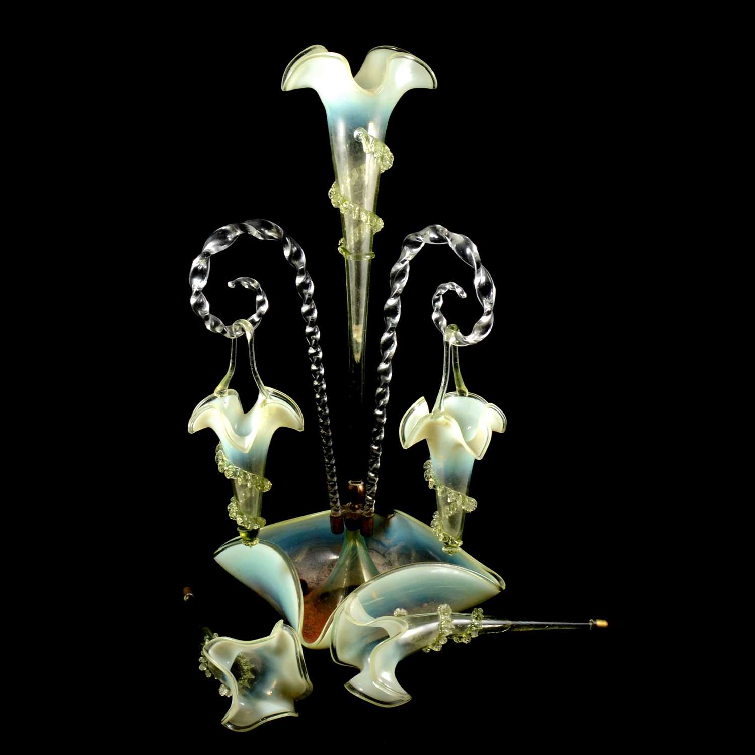 Lot 26 - Victorian opalescent glass epergne