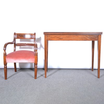 Lot 554 - Edwardian mahogany tea table, and an elbow chair