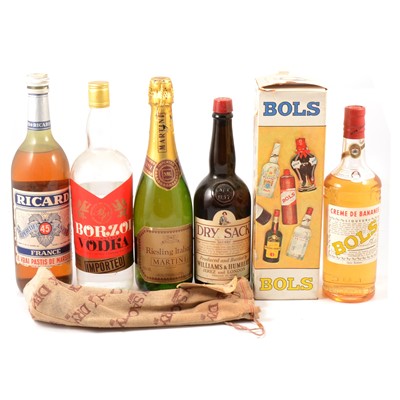 Lot 556 - Two boxes of assorted spirits, liqueurs, and wines, mostly 1970s/ early 80s bottlings