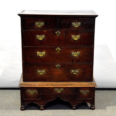 Lot 405 - Joined oak chest on stand, 18th Century