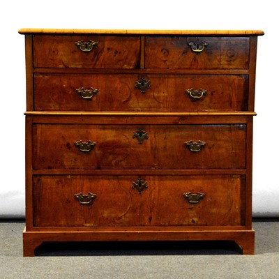 Lot 407 - Walnut chest of drawers, 18th Century and later