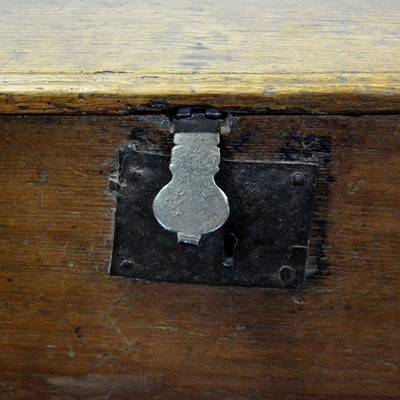 Lot 409 - Joined oak six-plank coffer, 18th Century