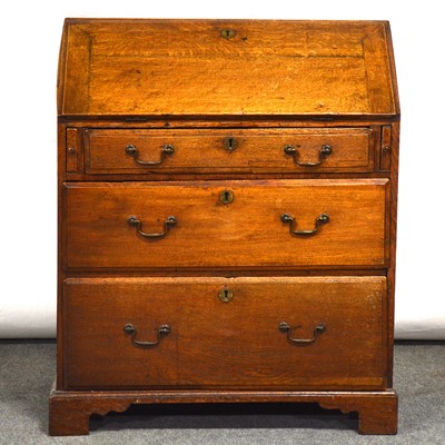 Lot 374 - Late George III oak bureau