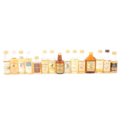 Lot 601 - Collection of 73 assorted whisky miniatures, mostly blends, various age bottlings