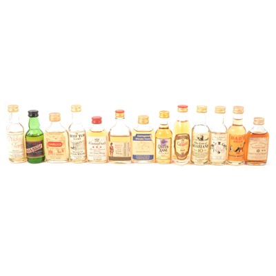 Lot 601 - Collection of 73 assorted whisky miniatures, mostly blends, various age bottlings