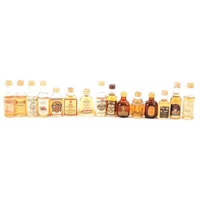 Lot 601 - Collection of 73 assorted whisky miniatures, mostly blends, various age bottlings