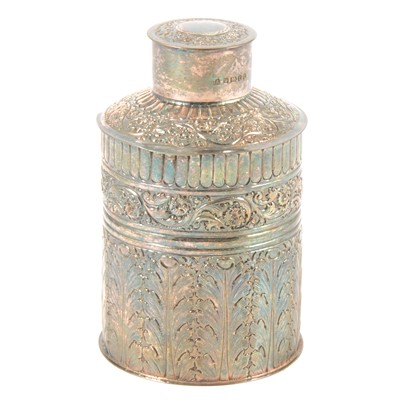 Lot 188 - Victorian silver tea caddy, Atkin Brothers, Sheffield 1888.