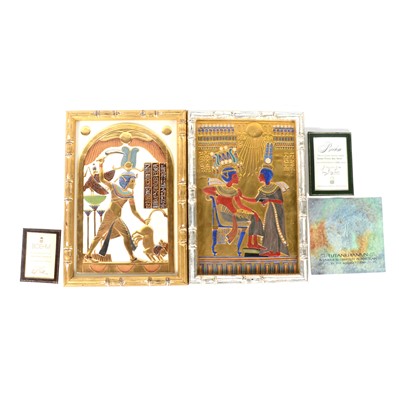 Lot 79 - Two bas relief porcelain plaques from the Ancient Tutankhamun Collection by Boehm Studio