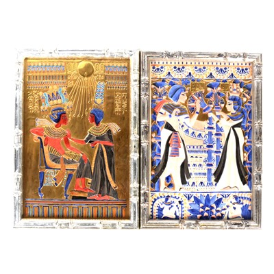Lot 41 - Two bas relief porcelain plaques from the Ancient Tutankhamun Collection by Boehm Studio
