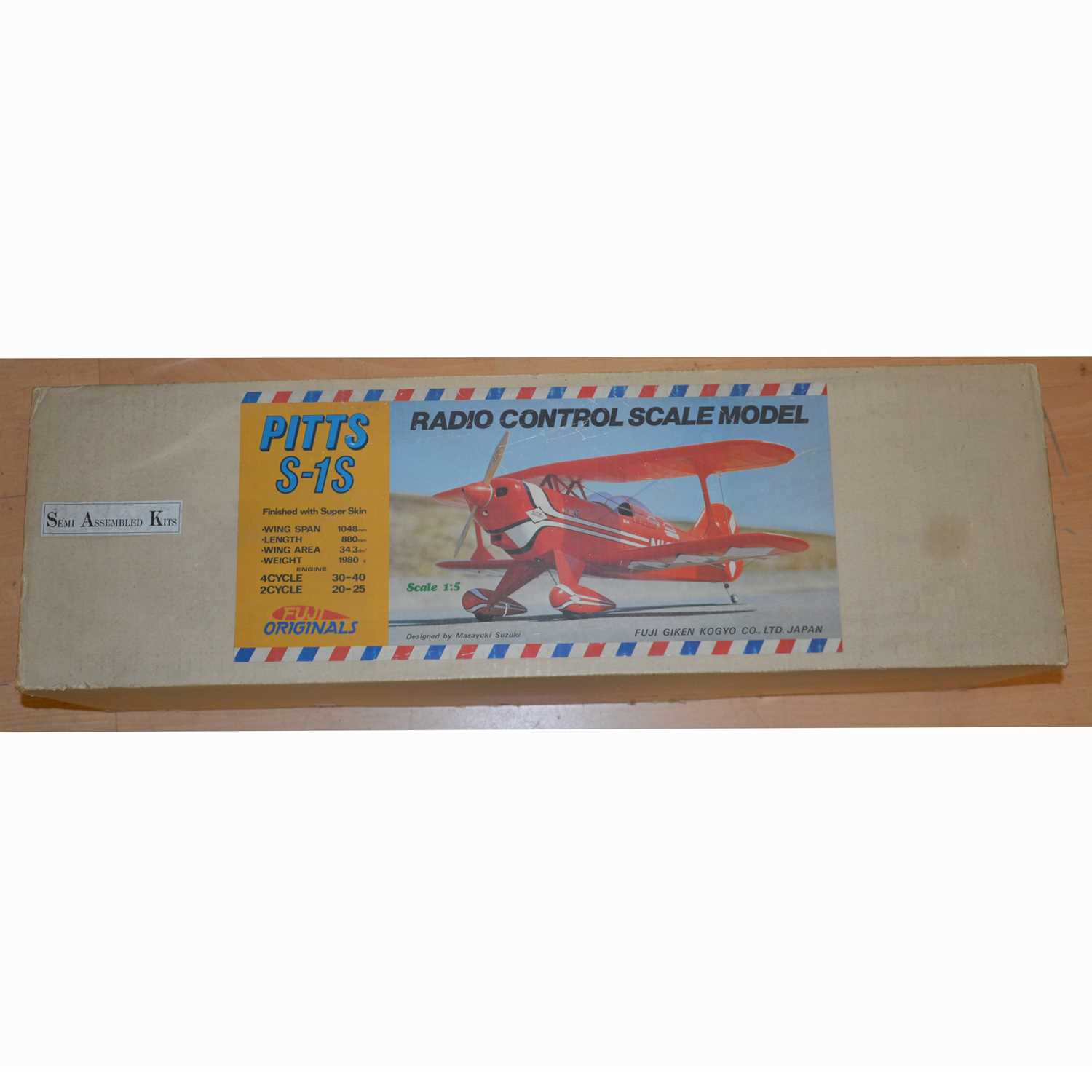 Lot 85 - Fugi Originals Japanese semi-assembled radio control scale model, Pitts S-1S