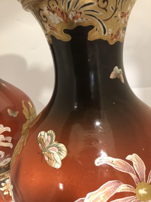 Lot 12 - Pair of large Japanese Satsuma vases