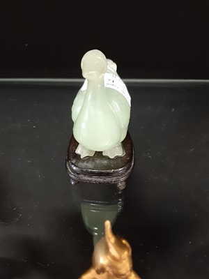 Lot 71 - Chinese Qing style carved jade model of a duck and another model of a horse