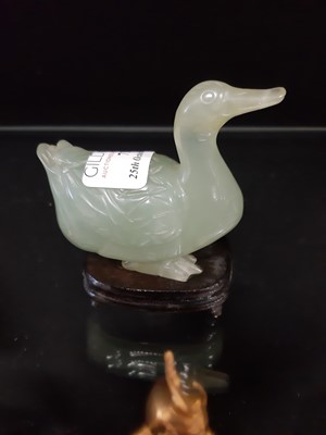 Lot 71 - Chinese Qing style carved jade model of a duck and another model of a horse