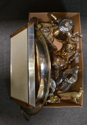 Lot 135 - A silver-plated twin-handled tray; coffee pot; teapot; toast rack; Picquot Ware teaset  etc