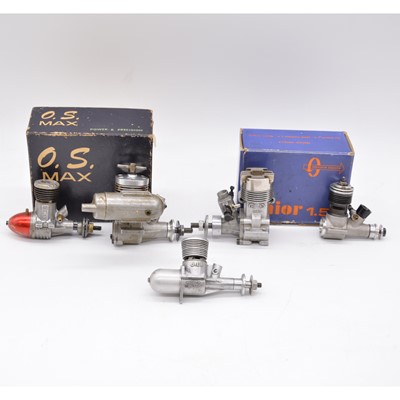 Lot 16 - Five diesel and glow engines, including JUNIOR 1.5cc diesel, boxed; and others
