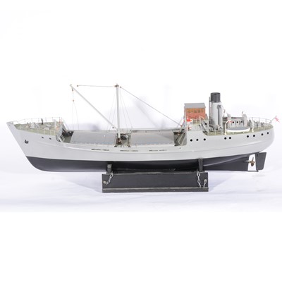 Lot 1248 - Wooden model ship, British WWII era merchant ship