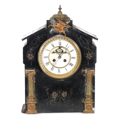 Lot 240 - Large Victorian slate mantel clock, as found