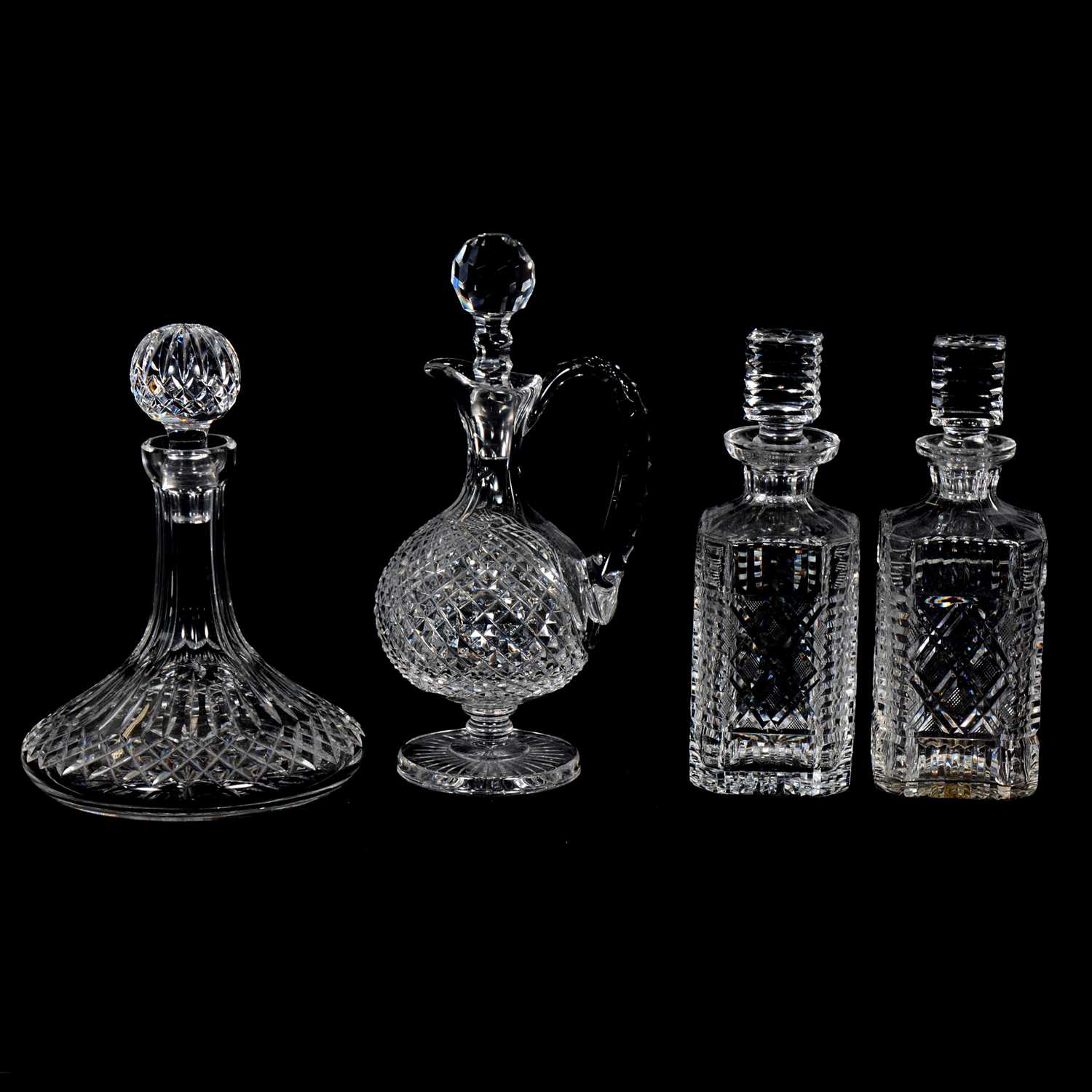 Lot 60 - Waterford Master Cutters claret jug, pair of decanters and ships decanter