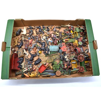 Lot 1045 - One tray of lead-painted farm and other figures