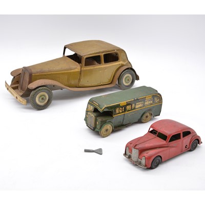 Lot 1035 - Three Tippco, Brimtoy and Mettoy tin-plate model cars