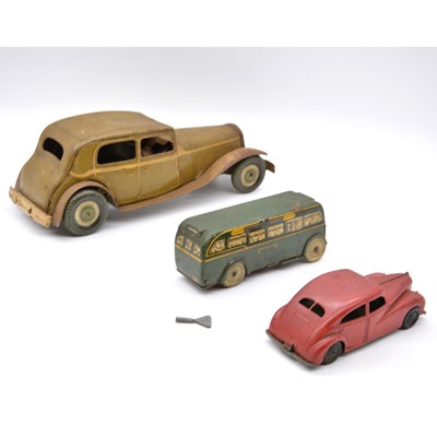 Lot 1035 - Three Tippco, Brimtoy and Mettoy tin-plate model cars