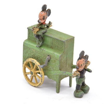 Lot 1047 - Salco lead painted Mickey and Minnie mouse barrel organ toy