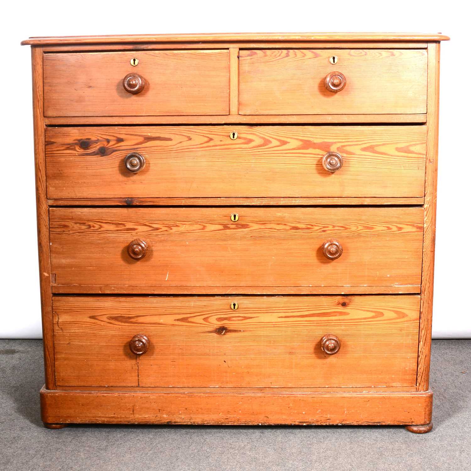 Lot 431 Victorian pitch pine chest of drawers,