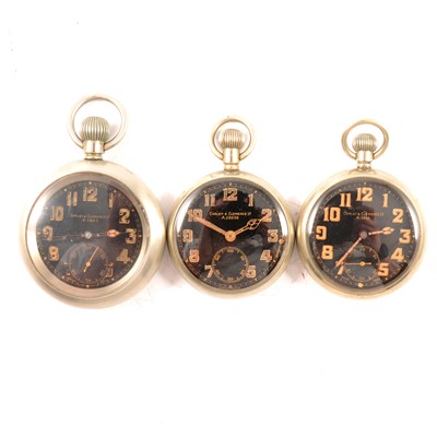 Lot 330 - Three Carley & Clemence military pocket watches