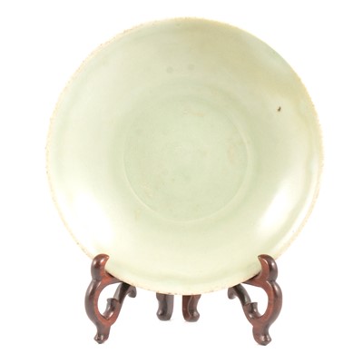 Lot 36 - Chinese porcelain saucer dish, celadon glaze