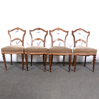 Lot 256 - Set of six Victorian walnut and inlaid salon chairs