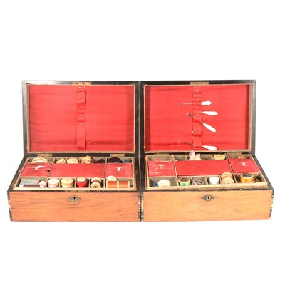 Lot 99 - Three similar rosewood workboxes