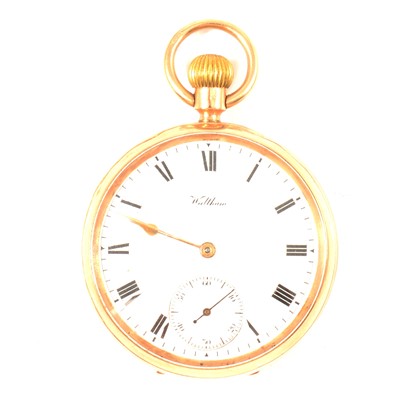 Lot 192 - Waltham 9ct gold cased open face pocket watch