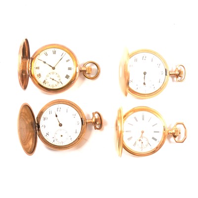 Lot 202 - Four gold plated full hunter pocket watches