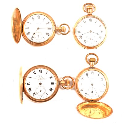 Lot 201 - Elgin gold plated full hunter pocket watch and three others