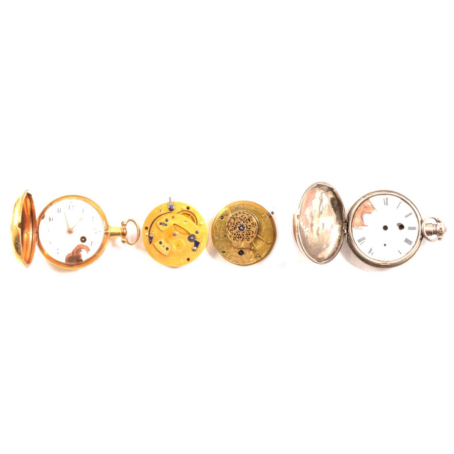 Lot 4 - Three part pocket watches and movements
