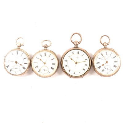 Lot 78 - Four silver cased open faced pocket watches, keywind movements