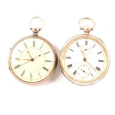 Lot 75 - Two silver cased pocket watches