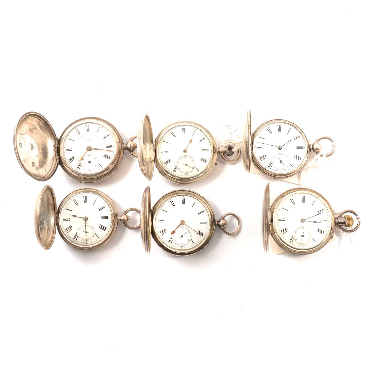 Lot 92 - Six silver hunter cased pocket watches