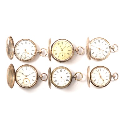 Lot 94 - Six silver hunter cased pocket watches