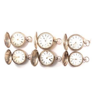 Lot 96 - Six silver hunter cased pocket watches