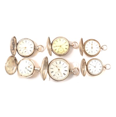 Lot 93 - Six silver hunter cased pocket watches